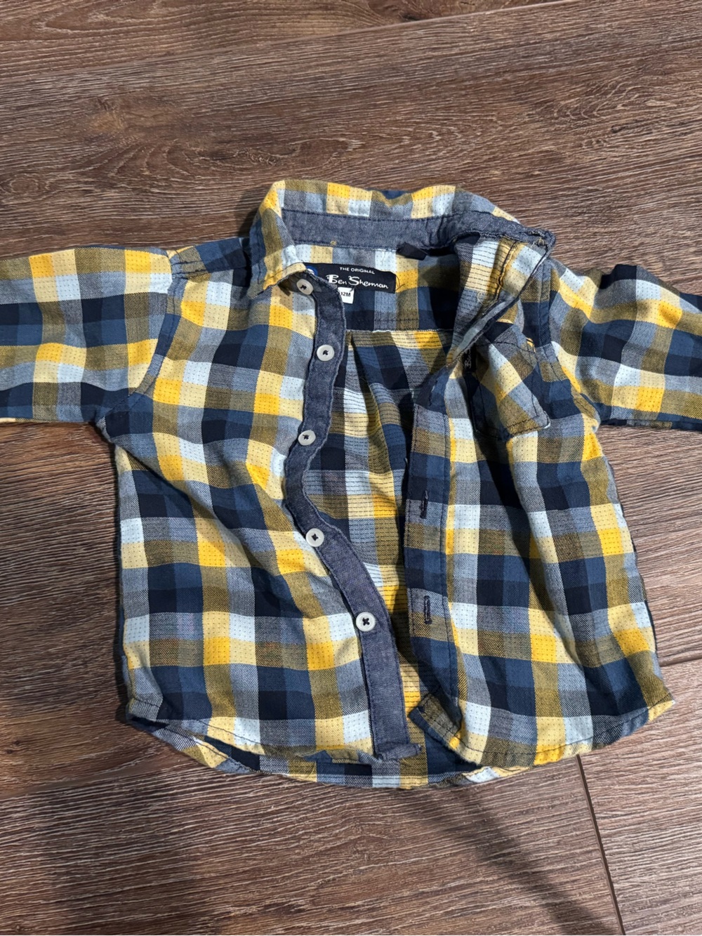 Baby 12 month Ben Sherman Yellow and Blue Plaid Shirt